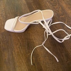 White wrap high heels